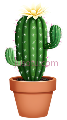 仙人掌,卡通,绿色PNG