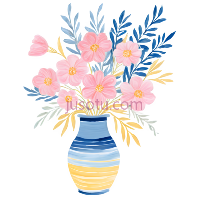 花瓶,蓝色,黄色,粉色, PNG