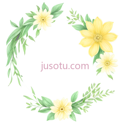 花环,水彩画,黄色,白色,绿色, PNG