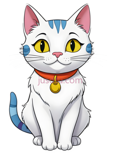 猫,卡通,白色, 蓝色, 粉色, PNG