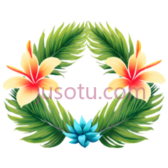 花朵,叶子,插画,黄色,红色,绿色,蓝色PNG