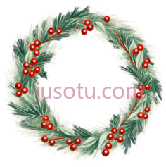 花环,插画,绿色,红色PNG