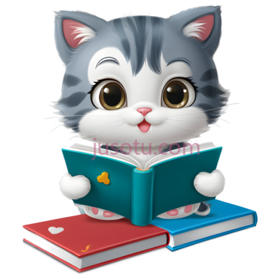 卡通小猫,可爱,灰色,白色, PNG