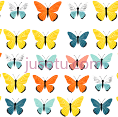 蝴蝶,卡通,黄色,橙色,蓝色PNG