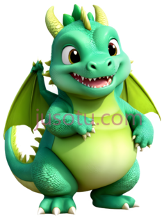 卡通龙,可爱,绿色PNG