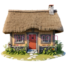 小木屋,乡村,棕色屋顶, 红色门PNG