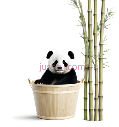 熊猫,竹桶, PNG