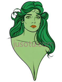 女性,插画,绿色PNG