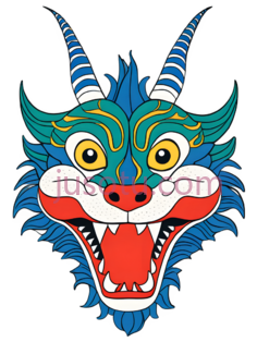 龙,卡通,蓝色,黄色,红色PNG