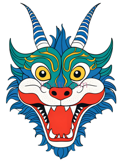 龙,卡通,蓝色,黄色,红色, PNG