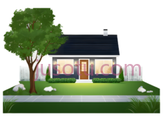 房子,卡通,蓝色屋顶, 白色墙壁PNG