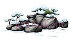 雪景,插画,白色,灰色,绿色PNG