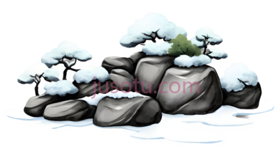 雪景,插画,白色,灰色,绿色, PNG