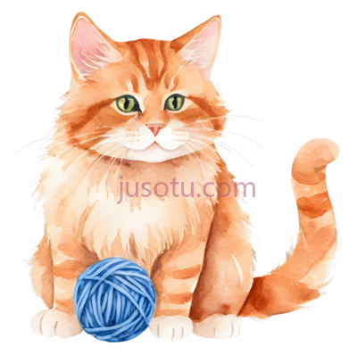 猫,插画,橘色, PNG