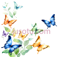 蝴蝶,水彩画,蓝色,橙色,紫色PNG