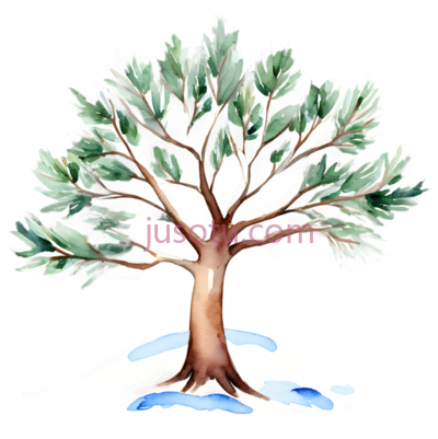 树,插画,棕色,绿色, PNG