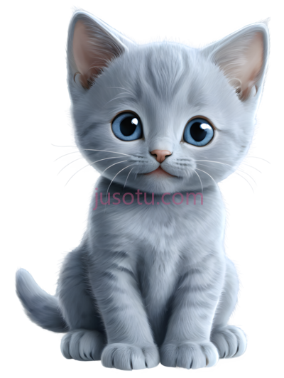 小猫,卡通,灰色, PNG