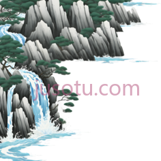 山水画,水墨画,白色,绿色,蓝色PNG