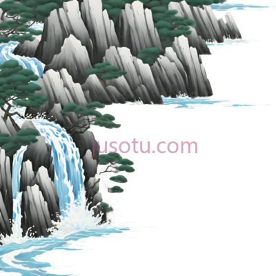 山水画,水墨画,白色,绿色,蓝色, PNG