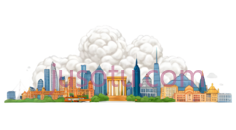 城市天际线,卡通,多彩PNG