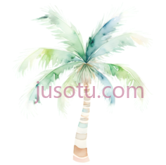 椰子树,水彩画,绿色,白色PNG