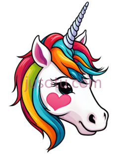 独角兽,卡通,白色身体,彩虹色鬃毛PNG