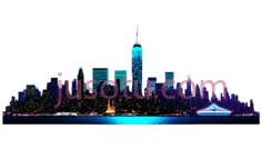 城市天际线,现代,抽象,蓝色,紫色PNG