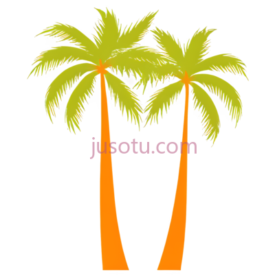 椰树,橙色,黄色, PNG