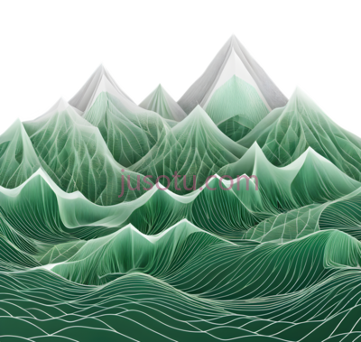 山脉,抽象线条,绿色, PNG