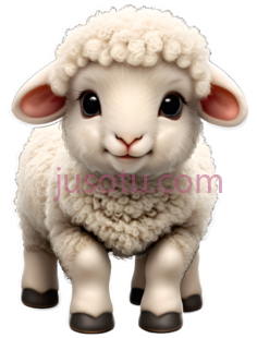 羊,卡通,白色PNG