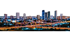 城市天际线,现代都市,蓝色,橙色,白色PNG