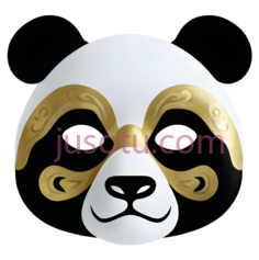 熊猫,面具,半面,可爱, PNG