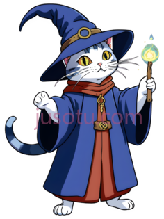 猫,巫师装束,白色, 蓝色, 红色PNG