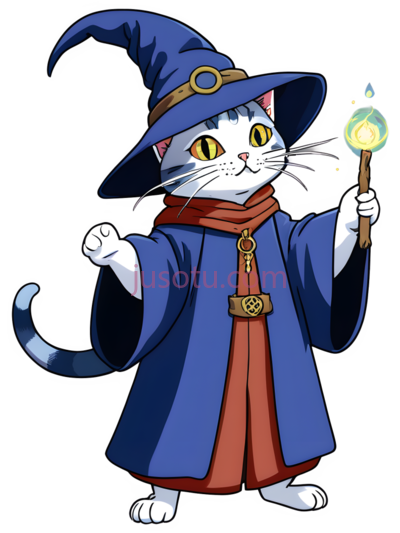 猫,巫师装束,白色, 蓝色, 红色, PNG