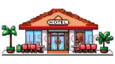 酒店,像素,红色,白色PNG