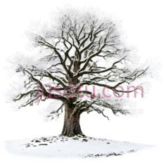 树,冬季,白色PNG