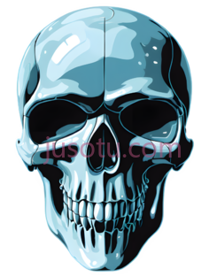 骷髅,插画,蓝色PNG