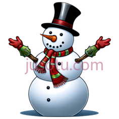 雪人,卡通,白色身体, 红色围巾,手套PNG