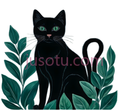 黑猫,插画,黑色PNG
