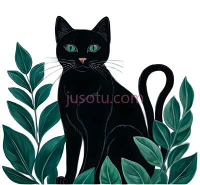黑猫,插画,黑色, PNG