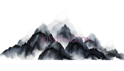 山峰,水墨画,黑白, PNG