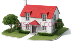 房子,卡通,红色屋顶,白色墙壁PNG