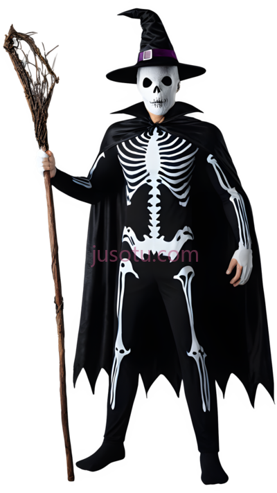 骷髅巫师,万圣节服装,黑色,白色, PNG