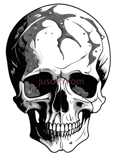 骷髅,插画,黑白, PNG