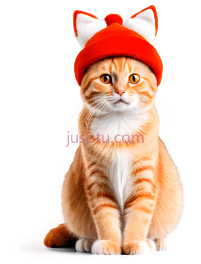 猫,戴帽子的卡通猫,橘色, PNG