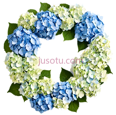 绣球花环,圆形,蓝色,绿色, PNG