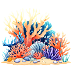 珊瑚,卡通,橙色,蓝色PNG