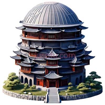 多层建筑,中式,灰色,红色,白色, PNG