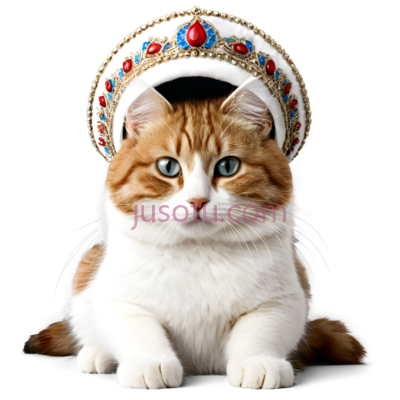 猫,戴王冠,橙色,白色, PNG