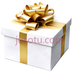 礼物盒,方形,白色,金色PNG